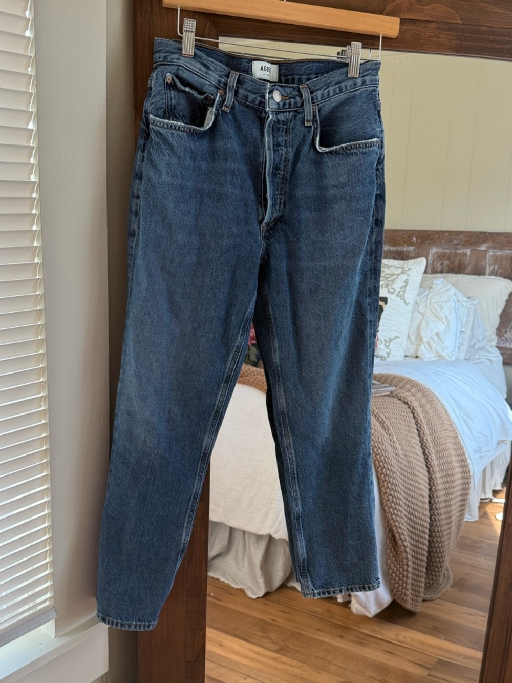 Agolde Dark Wash Blue High-Rise Straight Jeans